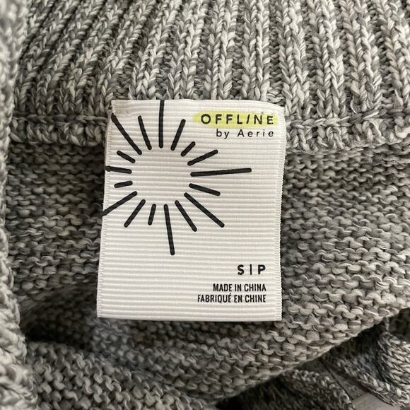 OFFLINE By Aerie Cool Down Quarter Zip Sweater Women’s S Heather Gray Cozy Warm - Picture 9 of 11